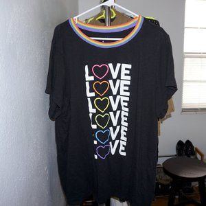 Torrid Ringer T Shirt Rainbow Love Size 4x Plus